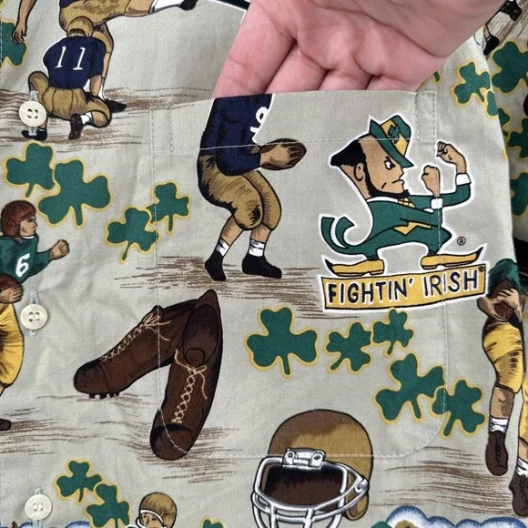 Reyn Spooner Notre Dame Football Fighting Irish Hawaiian Shirt Men'sM New Tags